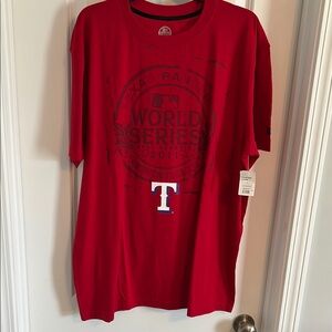 New Era Red Texas Rangers World Series Tee